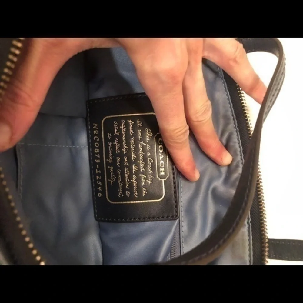 Coach 12546 signature legacy stripe denim tote bag